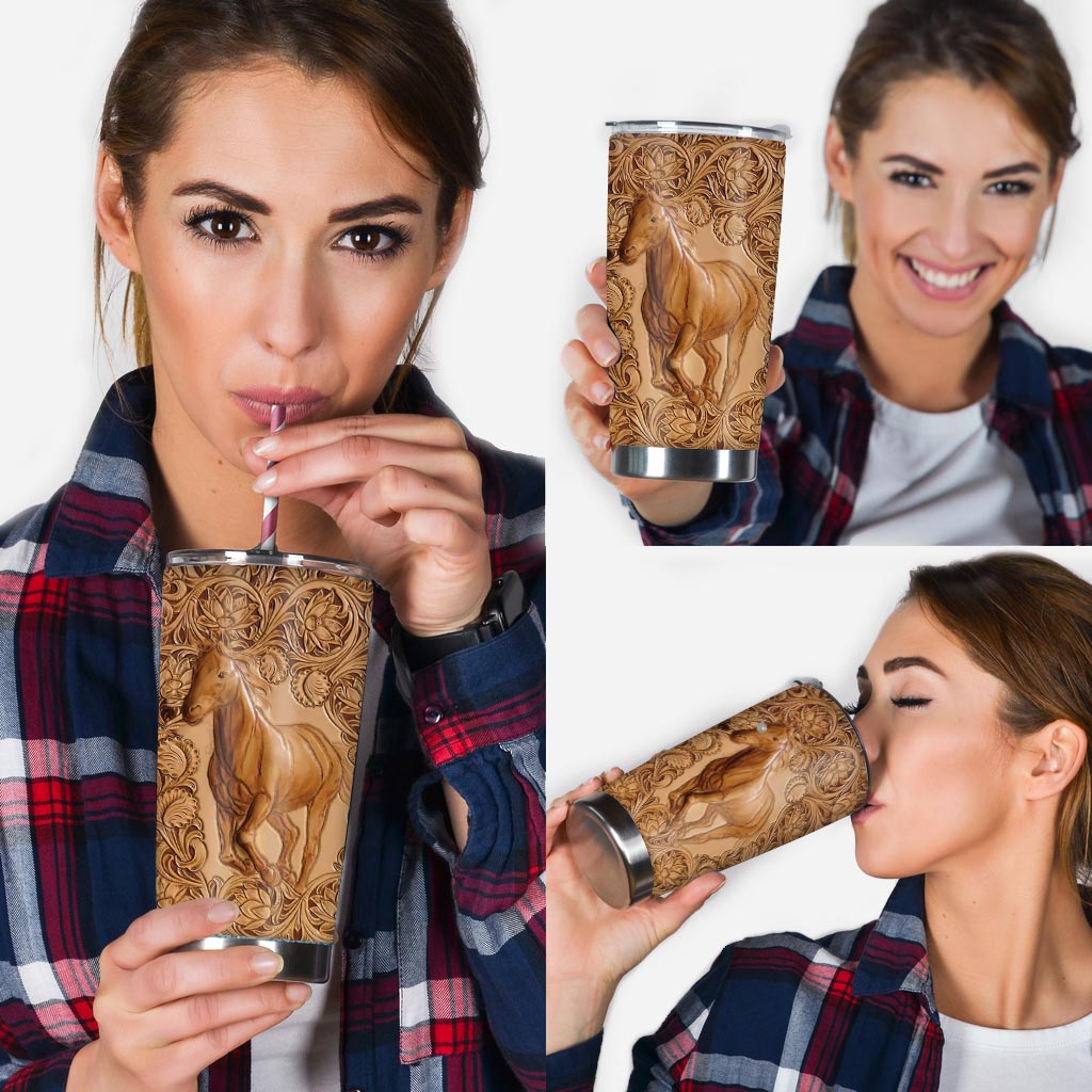 Horse Leather Pattern Print Horse Tumbler 0622