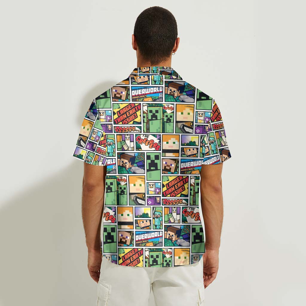 Creeper Adventure - Personalized Block World Hawaiian Shirt