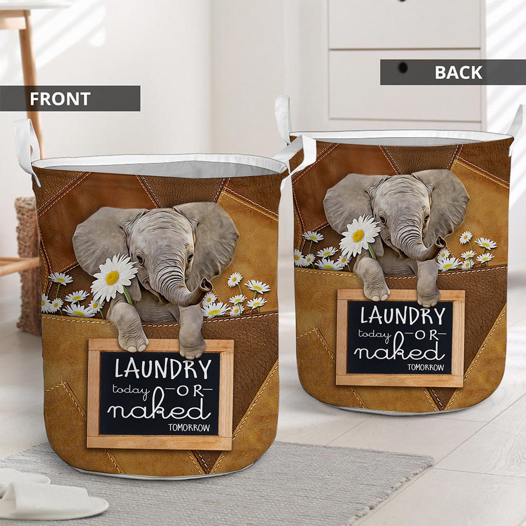Laundry Today - Elephant Leather Pattern Print Laundry Basket