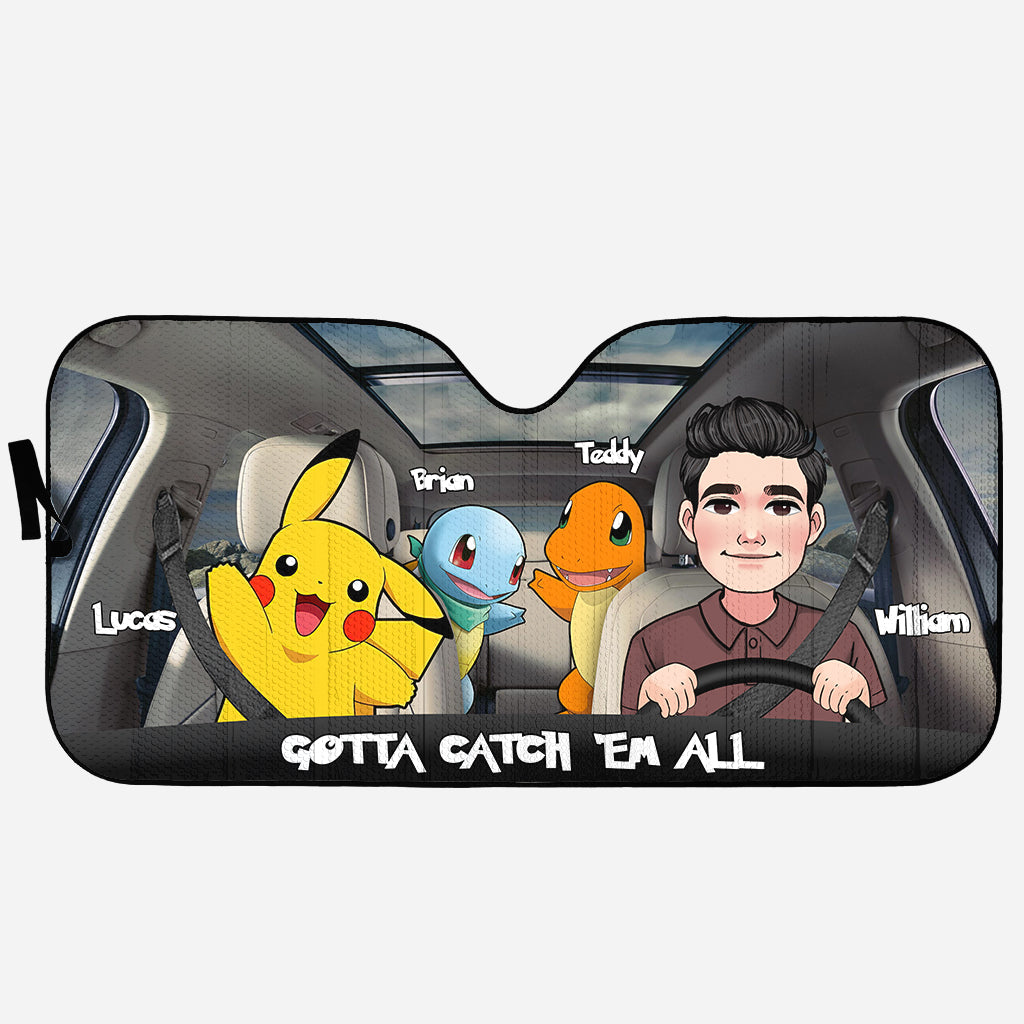 Go Catch Em All - Personalized Monster Trainer Car Sunshade