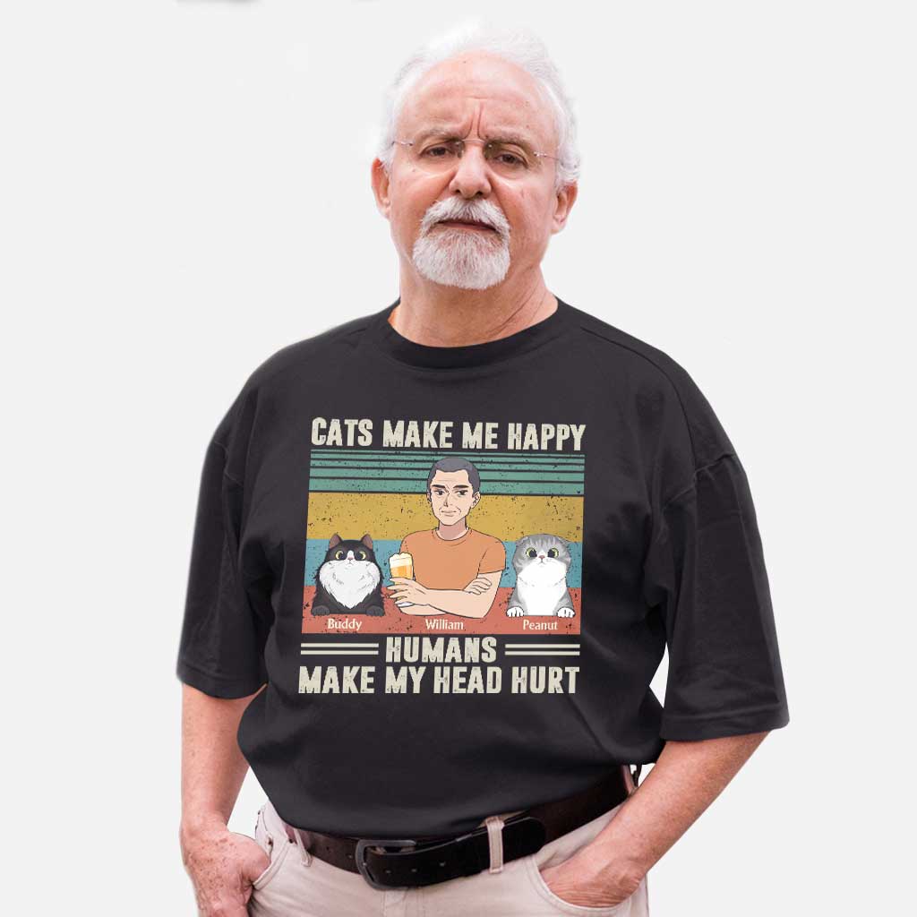 Cats Make Me Happy - Personalized Father's Day T-shirt and Hoodie