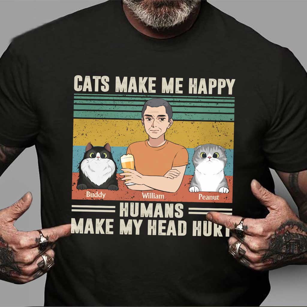 Cats Make Me Happy - Personalized Father's Day T-shirt and Hoodie