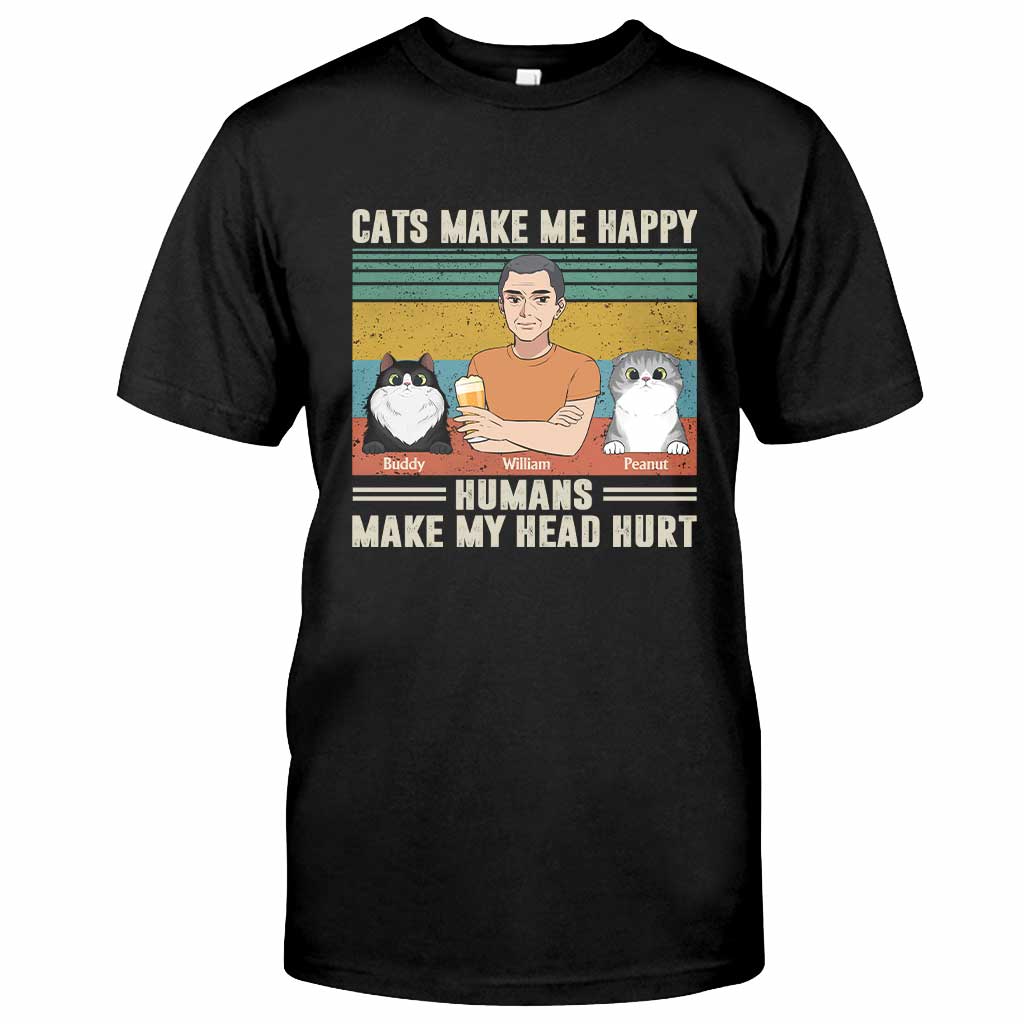 Cats Make Me Happy - Personalized Father's Day T-shirt and Hoodie