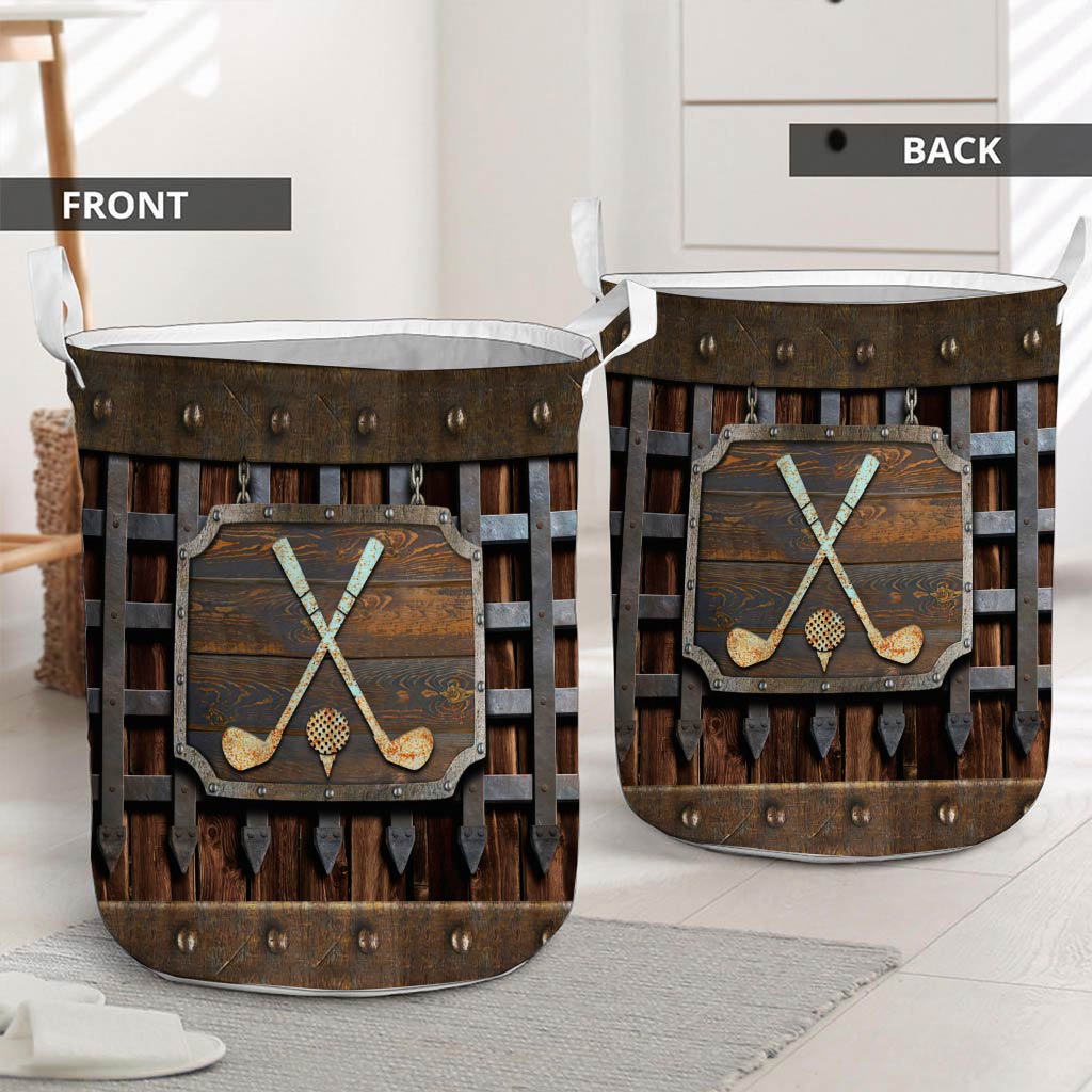 Golf Metal Pattern Print Laundry Basket