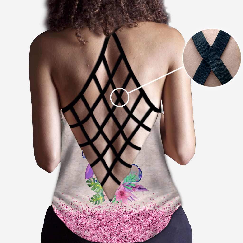 Ohana Means Family Hologram - Personalized Ohana Cross Tank Top and Leggings