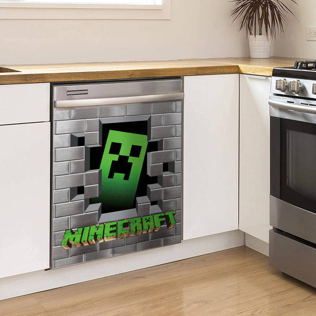 Peeking Craftman Block World Dishwasher Cover