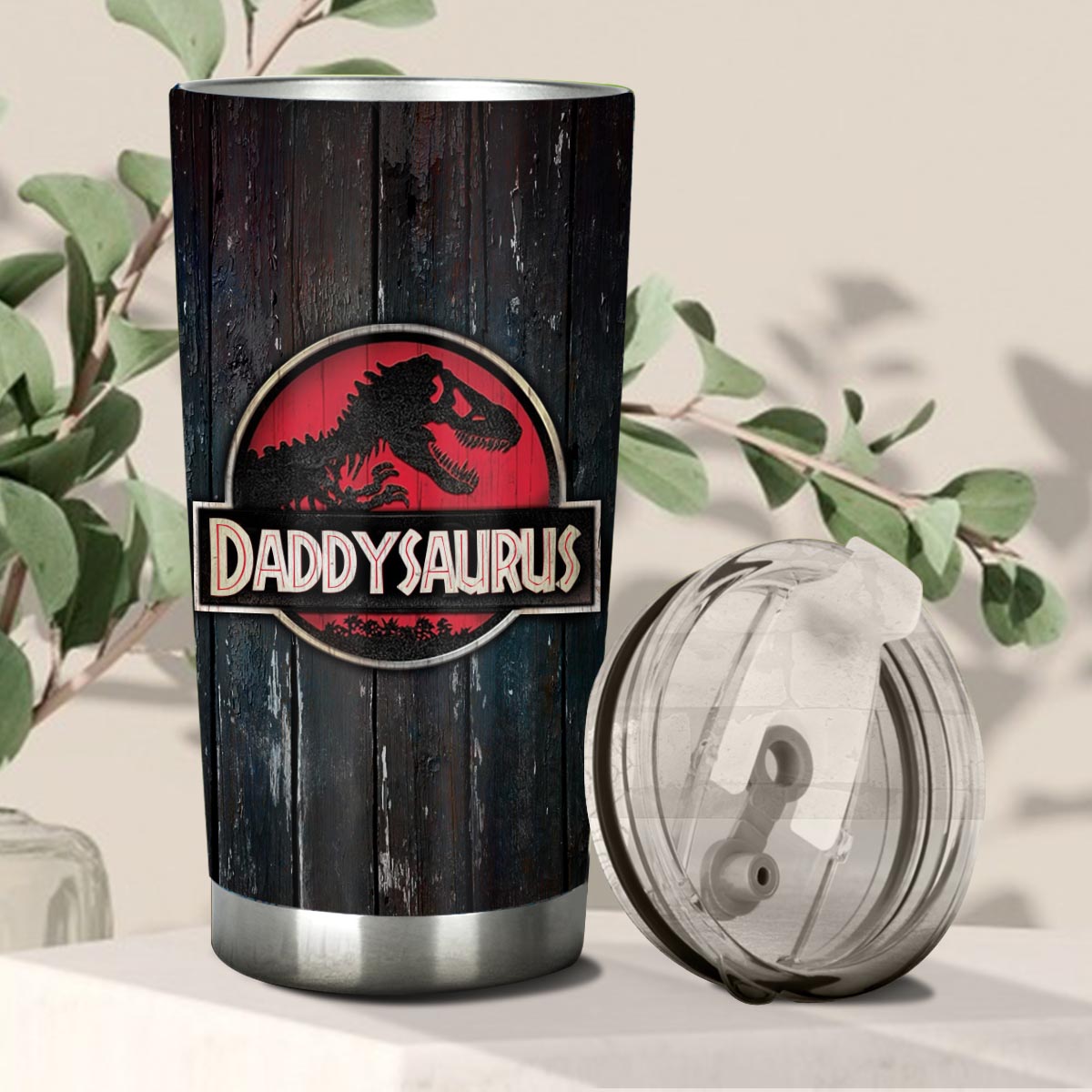 Daddysaurus Like Normal Daddy But More Awesome - Personalized Father Tumbler