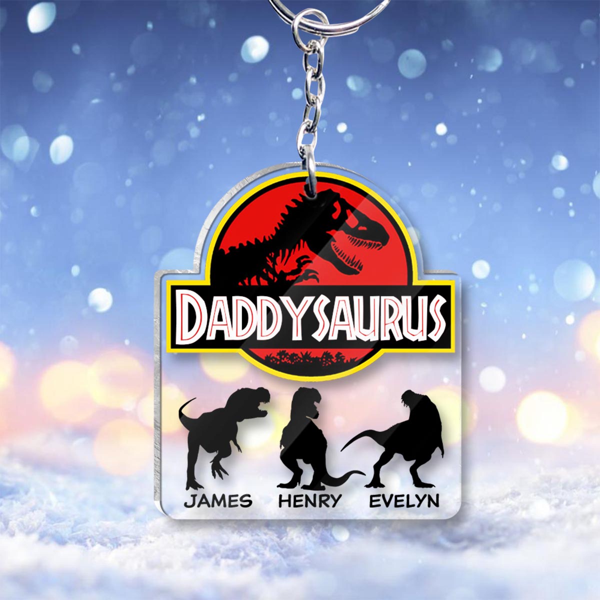 Daddysaurus - Personalized Father Transparent Keychain
