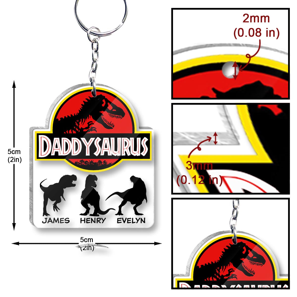 Daddysaurus - Personalized Father Transparent Keychain