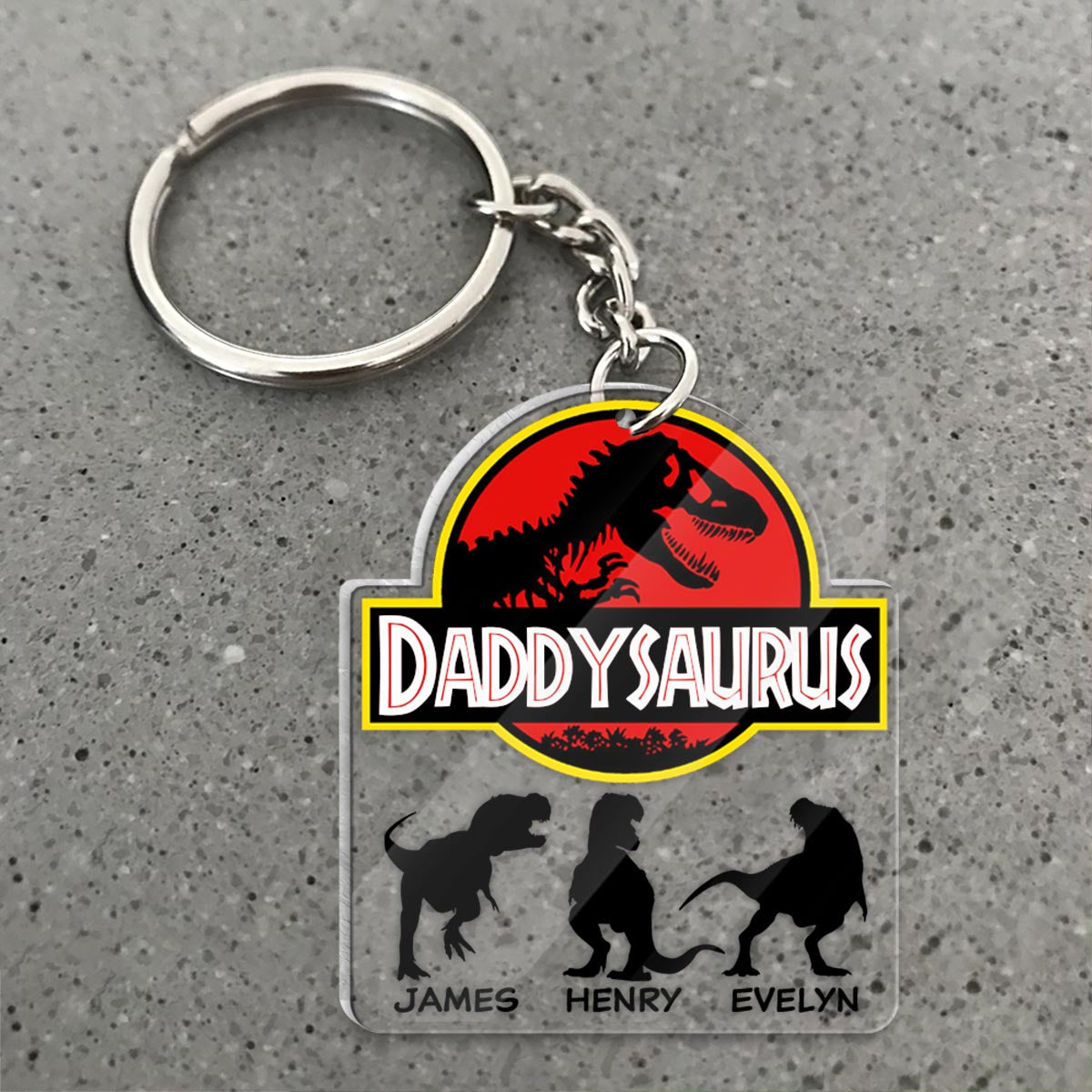 Daddysaurus - Personalized Father Transparent Keychain