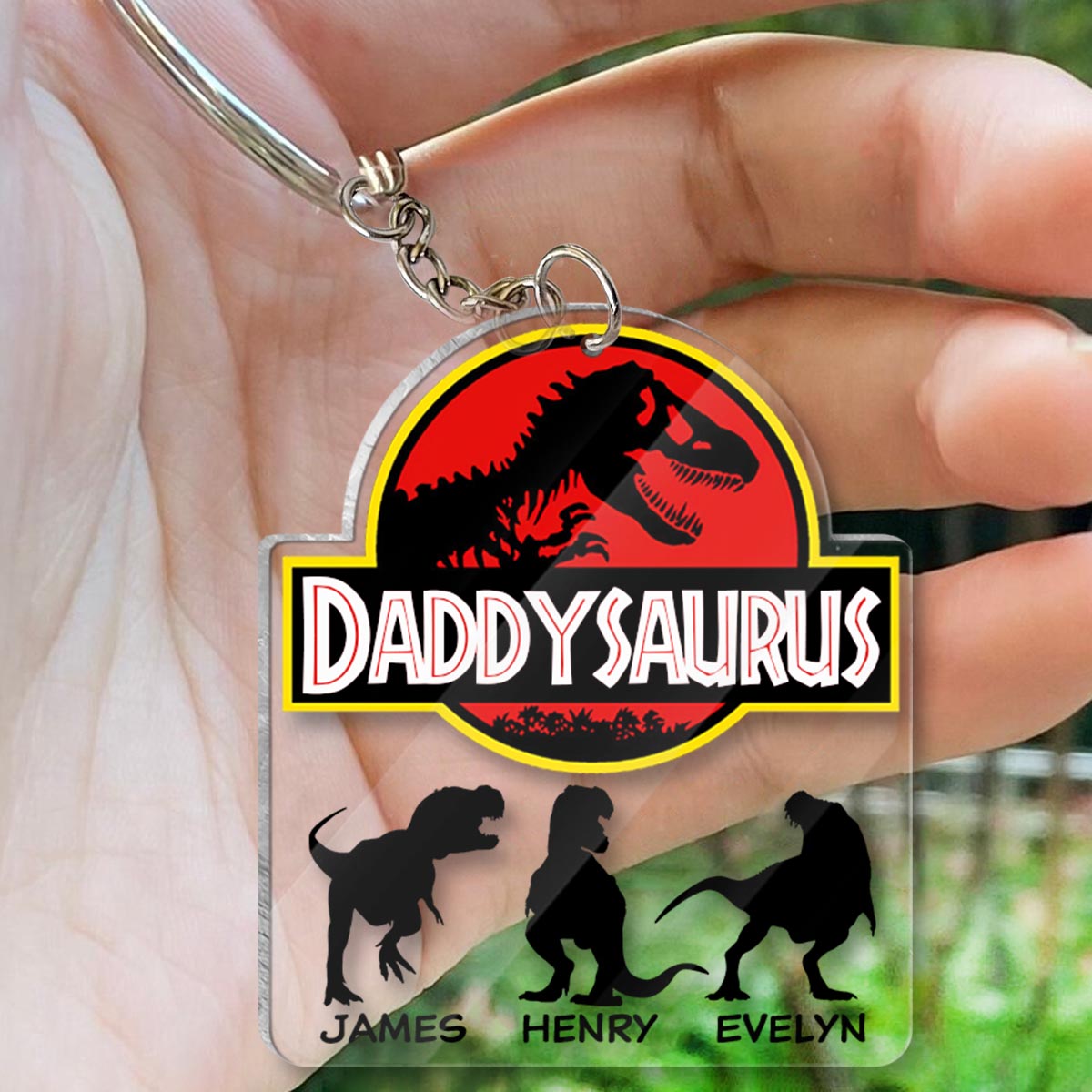 Daddysaurus - Personalized Father Transparent Keychain