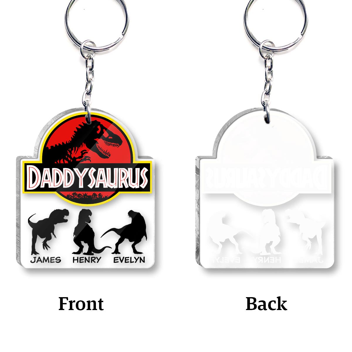 Daddysaurus - Personalized Father Transparent Keychain