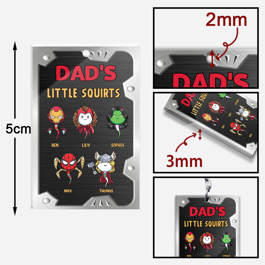 Dad's Little Squirts - Personalized Father Keychain (Printed On Both Sides)