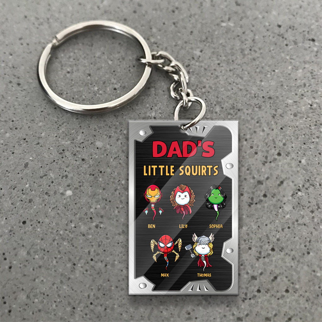 Dad's Little Squirts - Personalized Father Keychain (Printed On Both Sides)