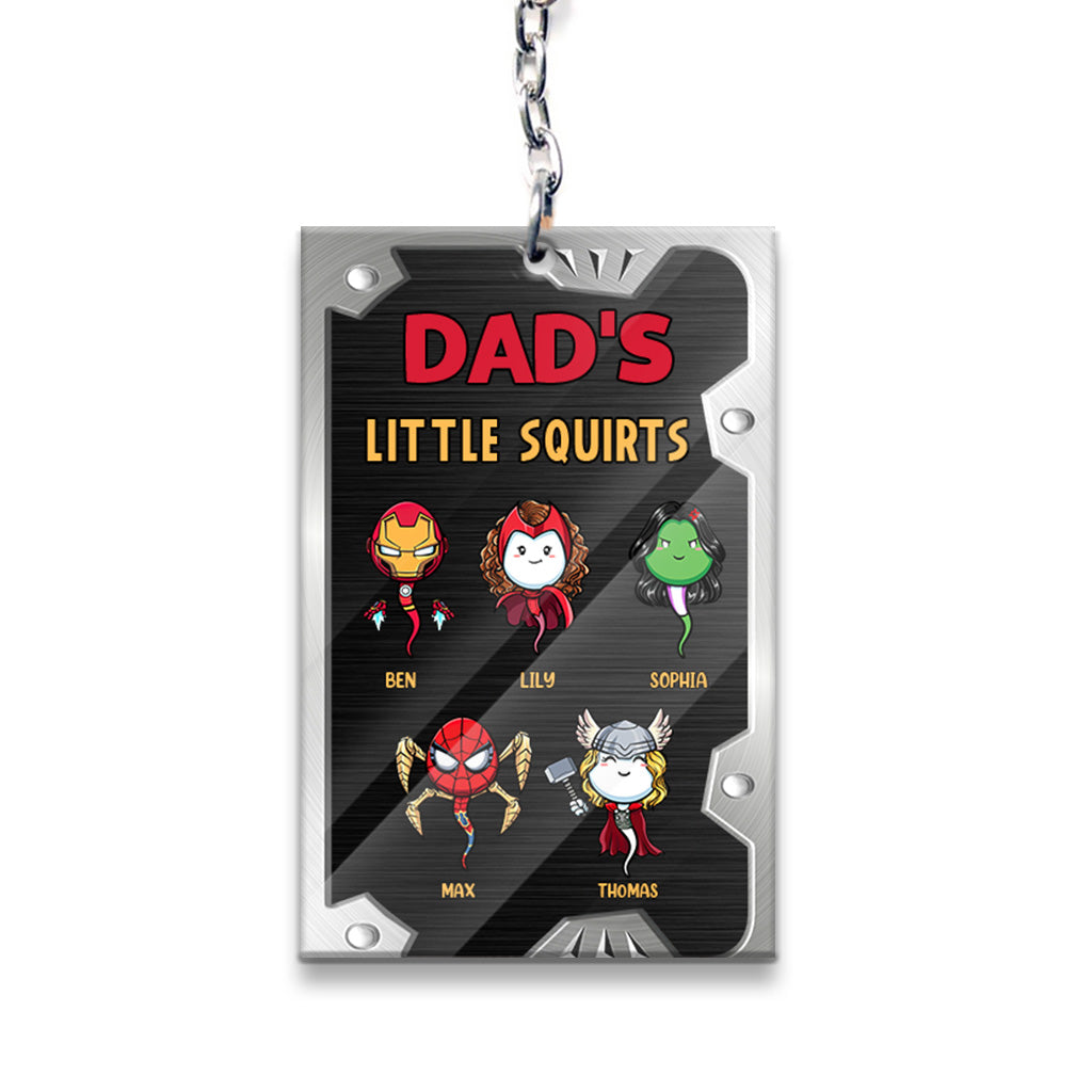 Dad's Little Squirts - Personalized Father Keychain (Printed On Both Sides)