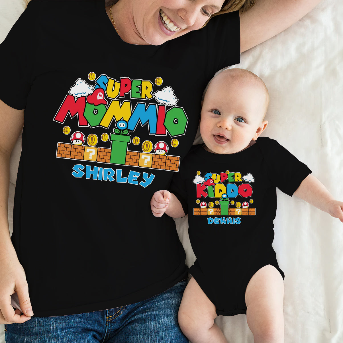 Super Daddio - Personalized Super Plumber T-shirt And Baby Onesie