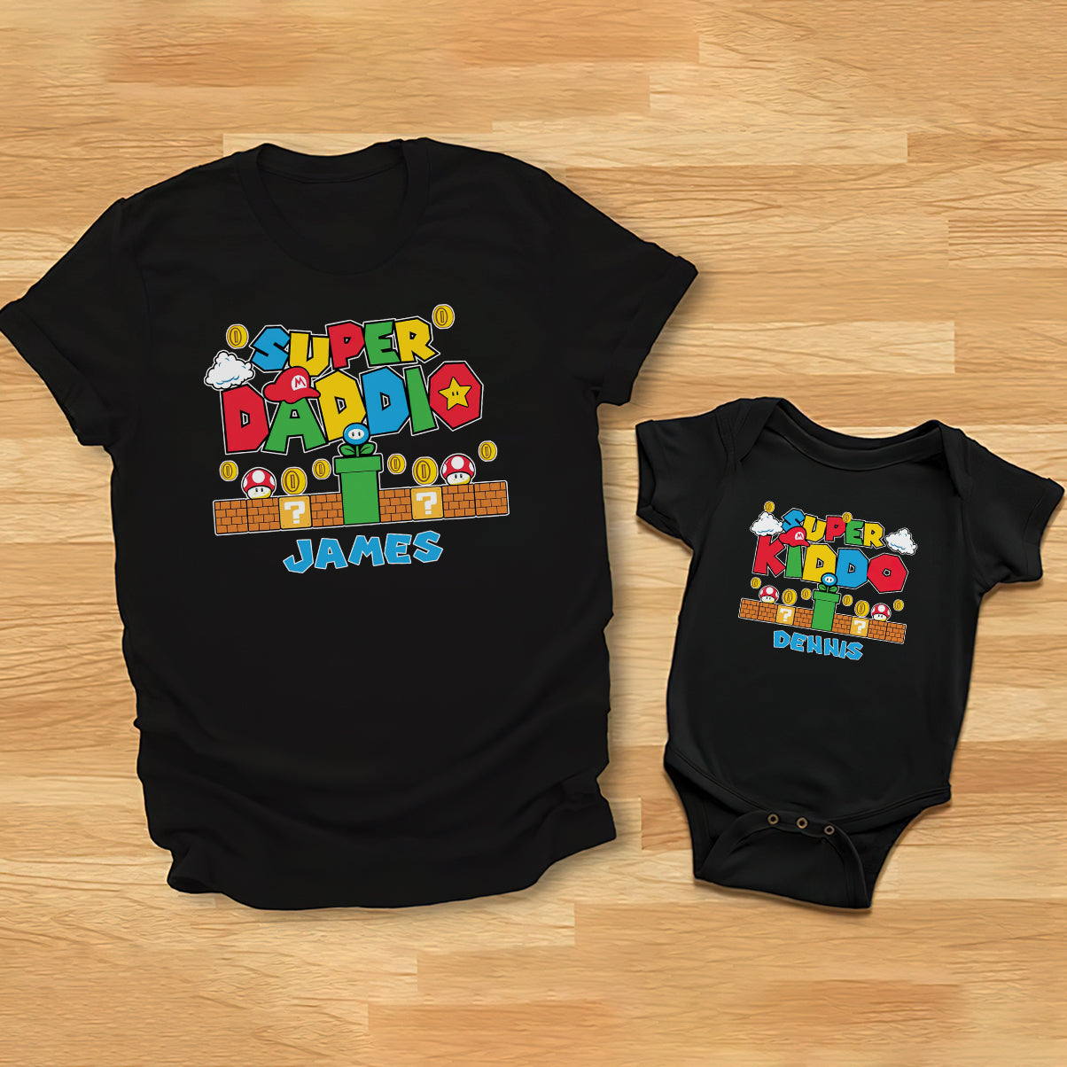 Super Daddio - Personalized Super Plumber T-shirt And Baby Onesie