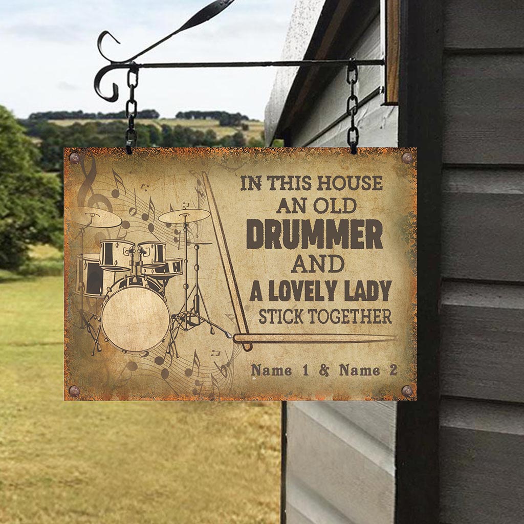 In This House - Drummer Personalized Rectangle Metal Sign