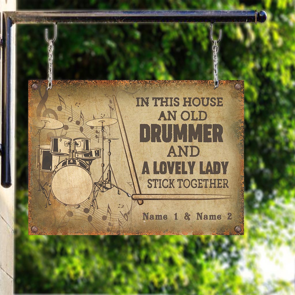 In This House - Drummer Personalized Rectangle Metal Sign