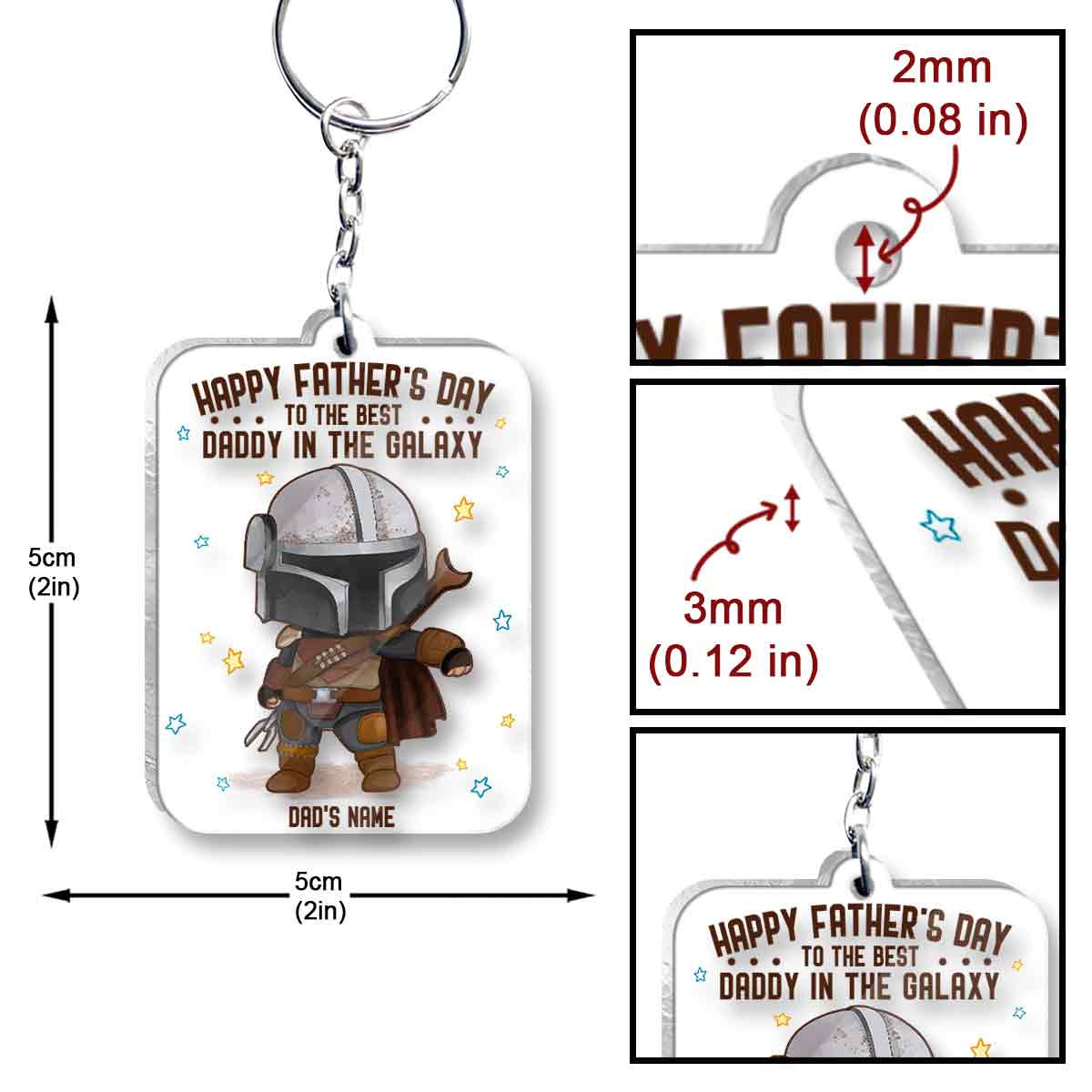 Best Daddy In The Galaxy - Personalized Father Transparent Keychain