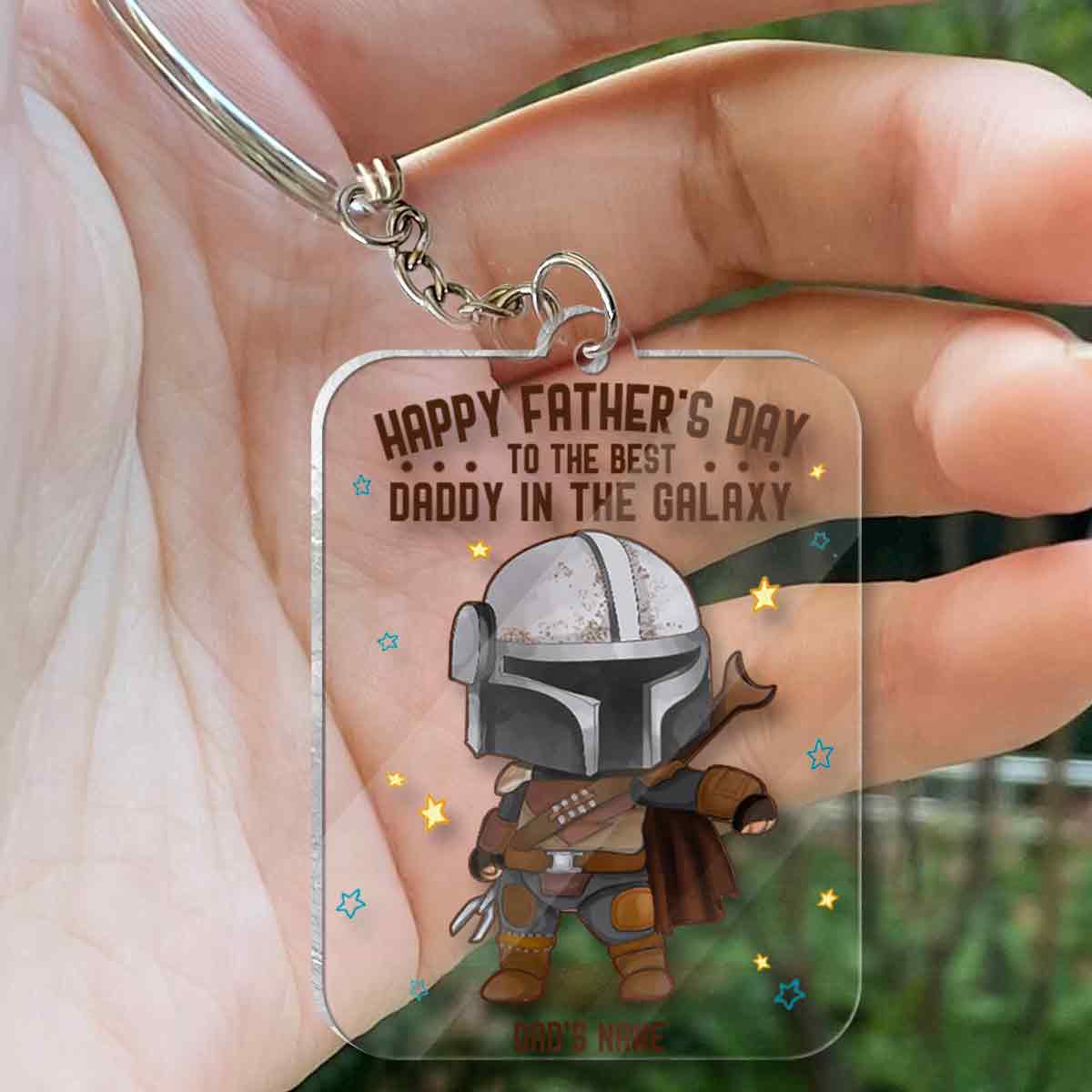 Best Daddy In The Galaxy - Personalized Father Transparent Keychain
