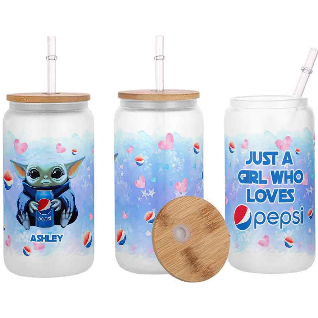 Just A Girl Who Loves - Personalized Blue Soft Drink Can Glass