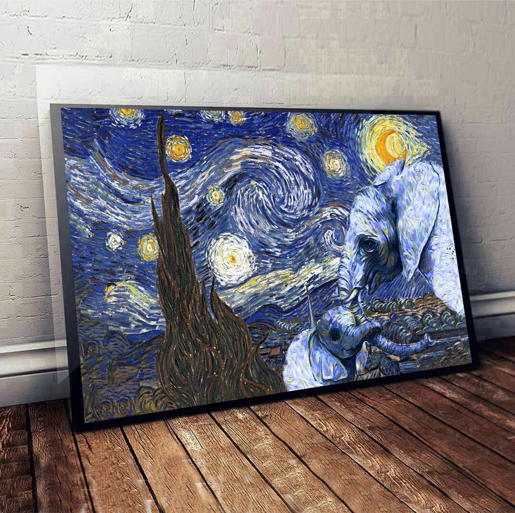 Happy Mother's Day Elephant Van Gogh Style Starry Night - Mother Poster