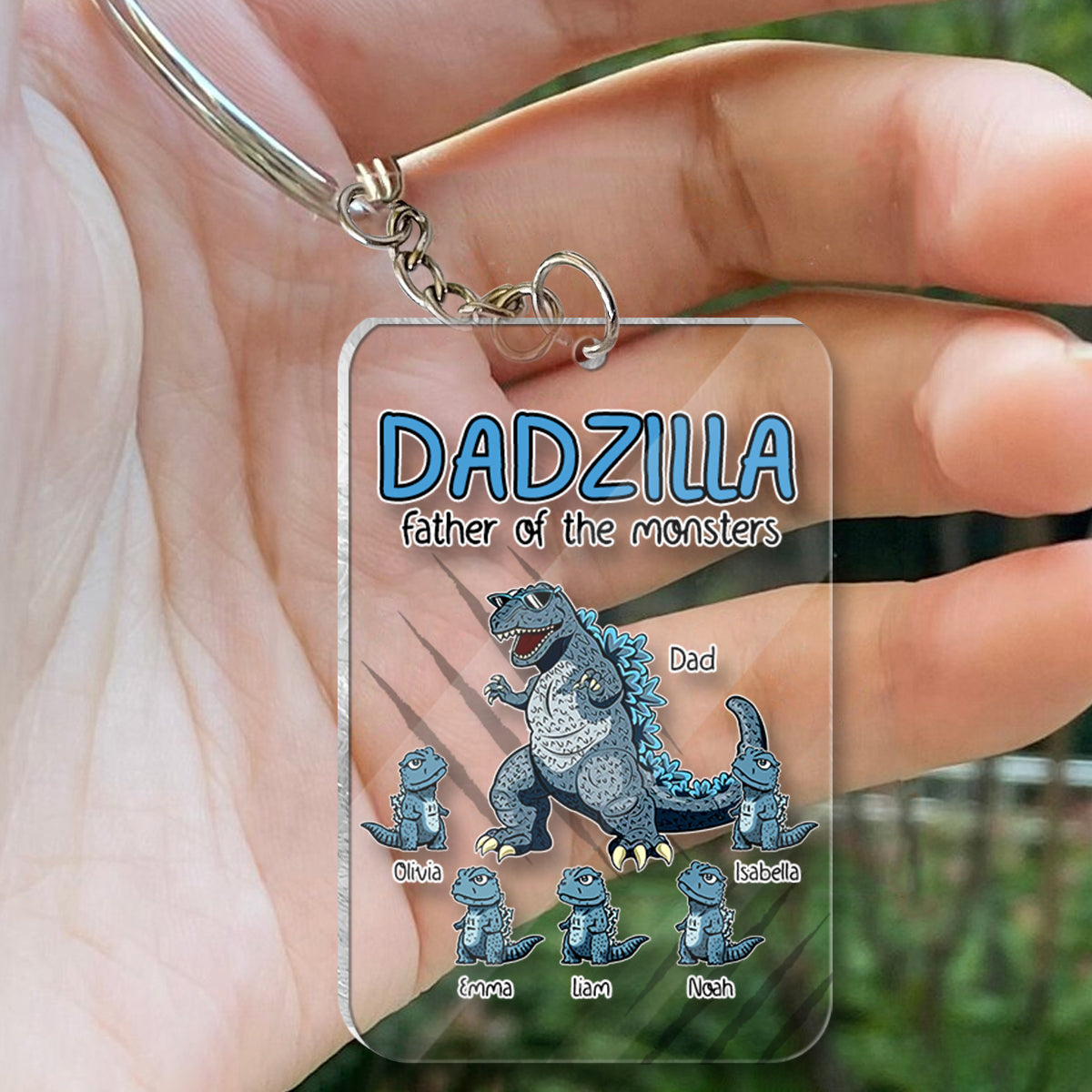 Dadzilla Father Of Monsters - Personalized Father Transparent Keychain