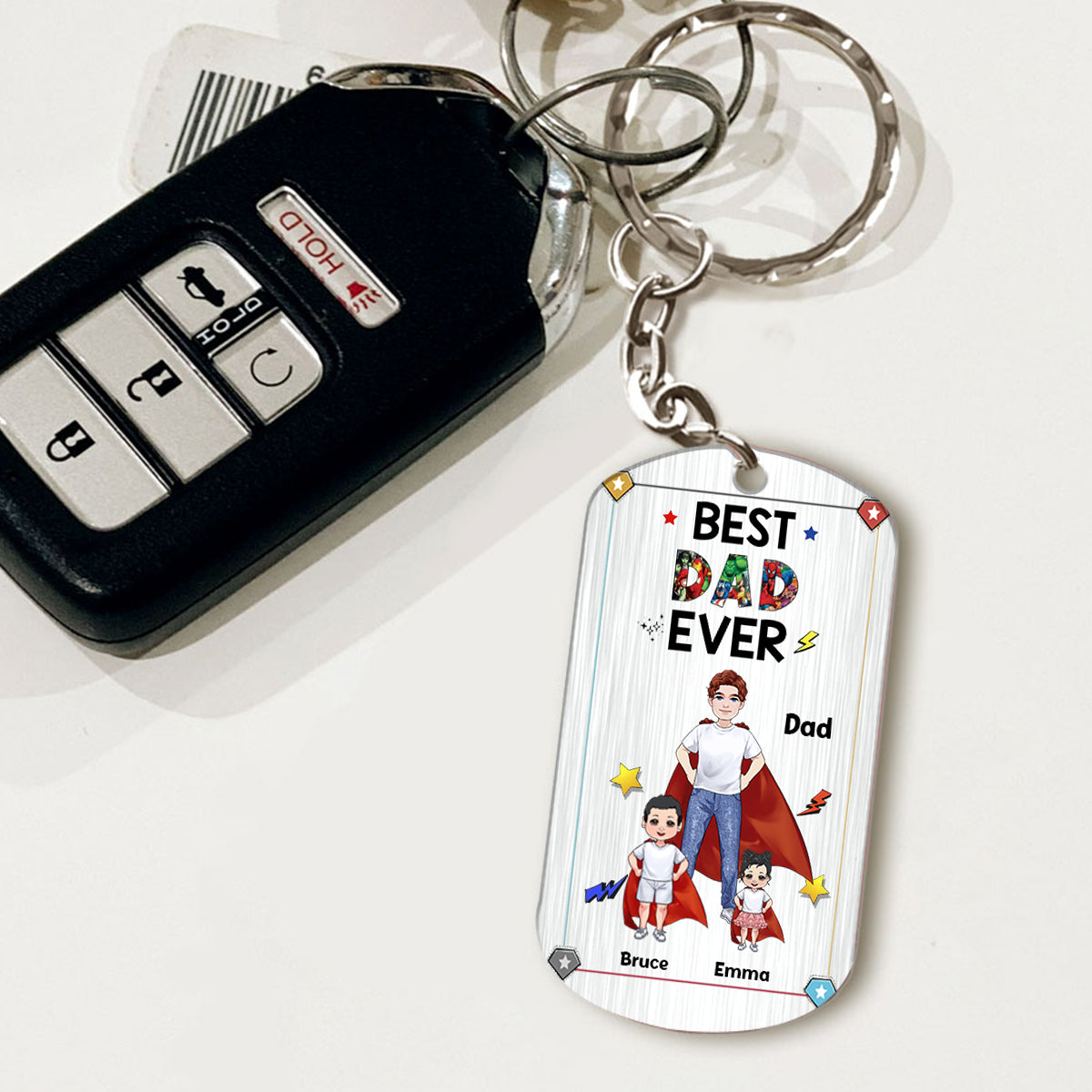 Super Dad Super Mom - Personalized Mother’s Day Father's Day Father Stainless Steel Keychain