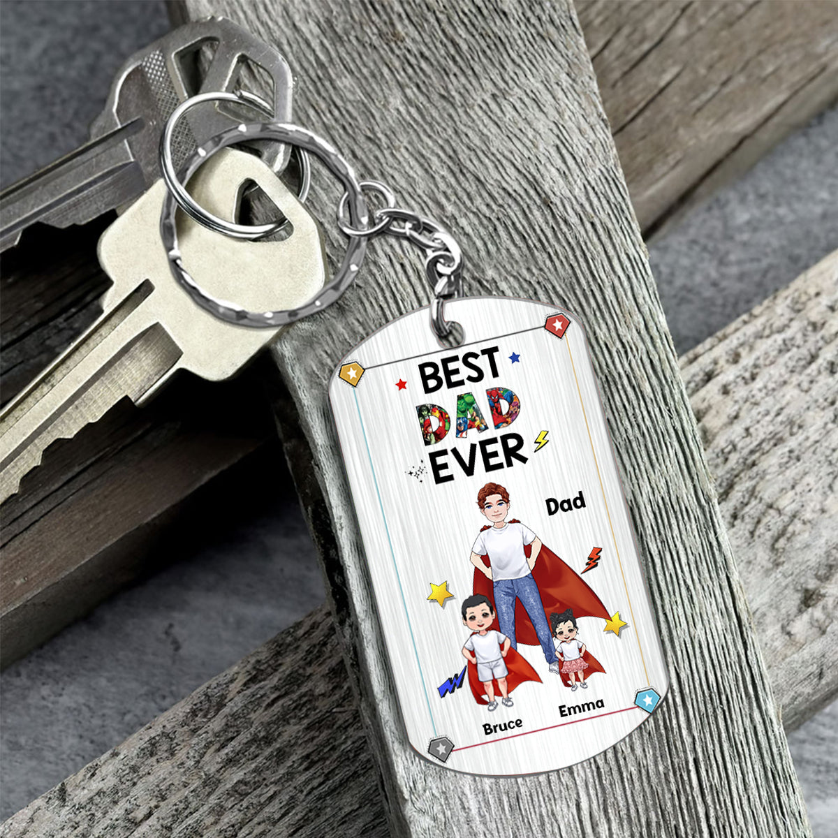 Super Dad Super Mom - Personalized Mother’s Day Father's Day Father Stainless Steel Keychain