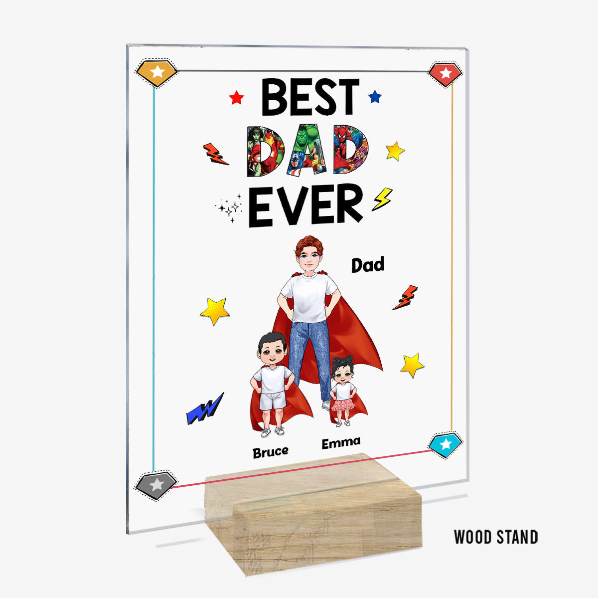 Super Dad Super Mom - Personalized Mother’s Day Father's Day Father Transparent Acrylic Plaque