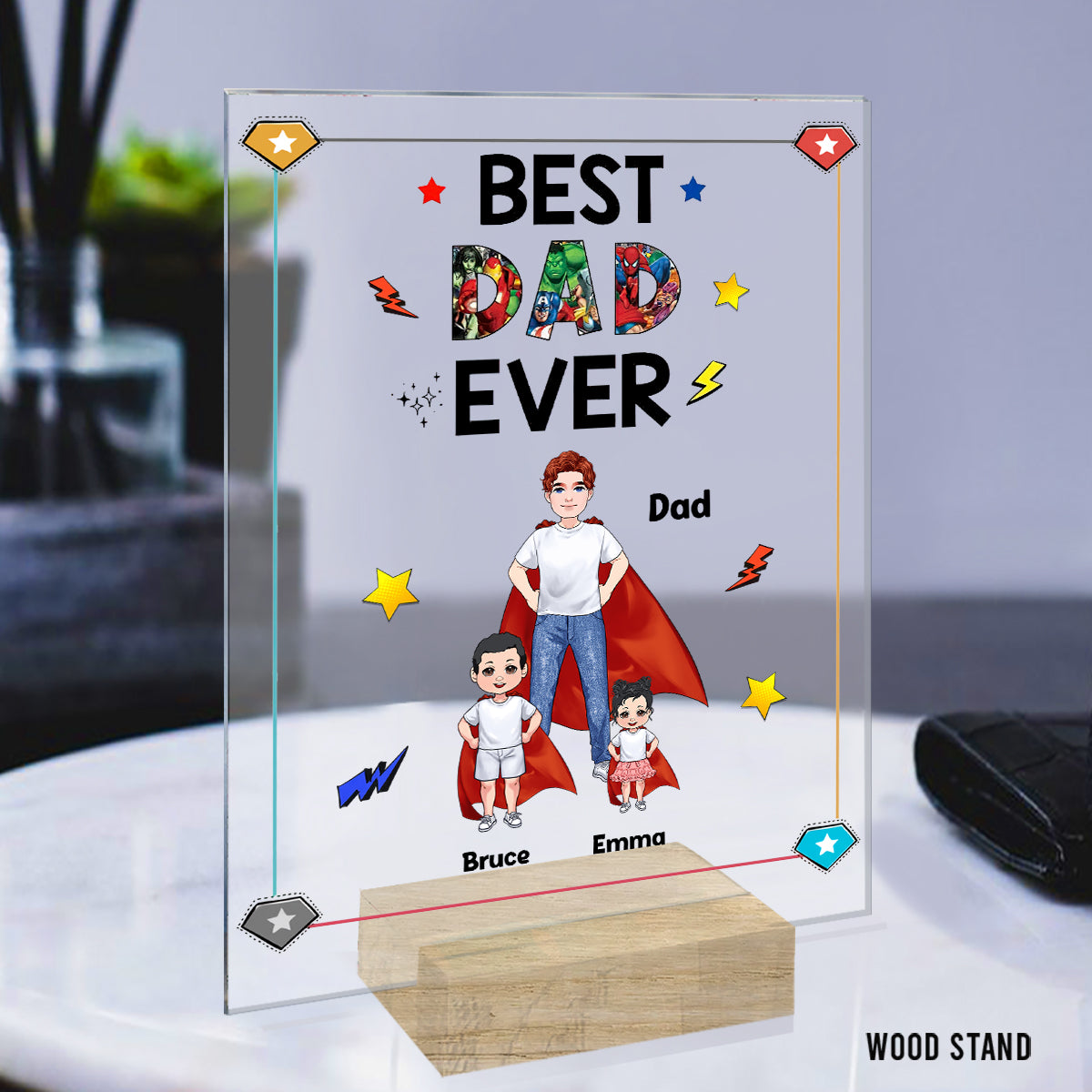 Super Dad Super Mom - Personalized Mother’s Day Father's Day Father Transparent Acrylic Plaque