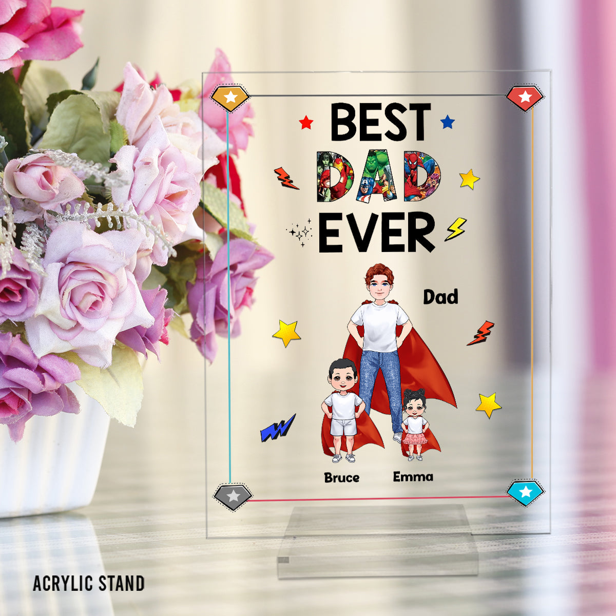 Super Dad Super Mom - Personalized Mother’s Day Father's Day Father Transparent Acrylic Plaque