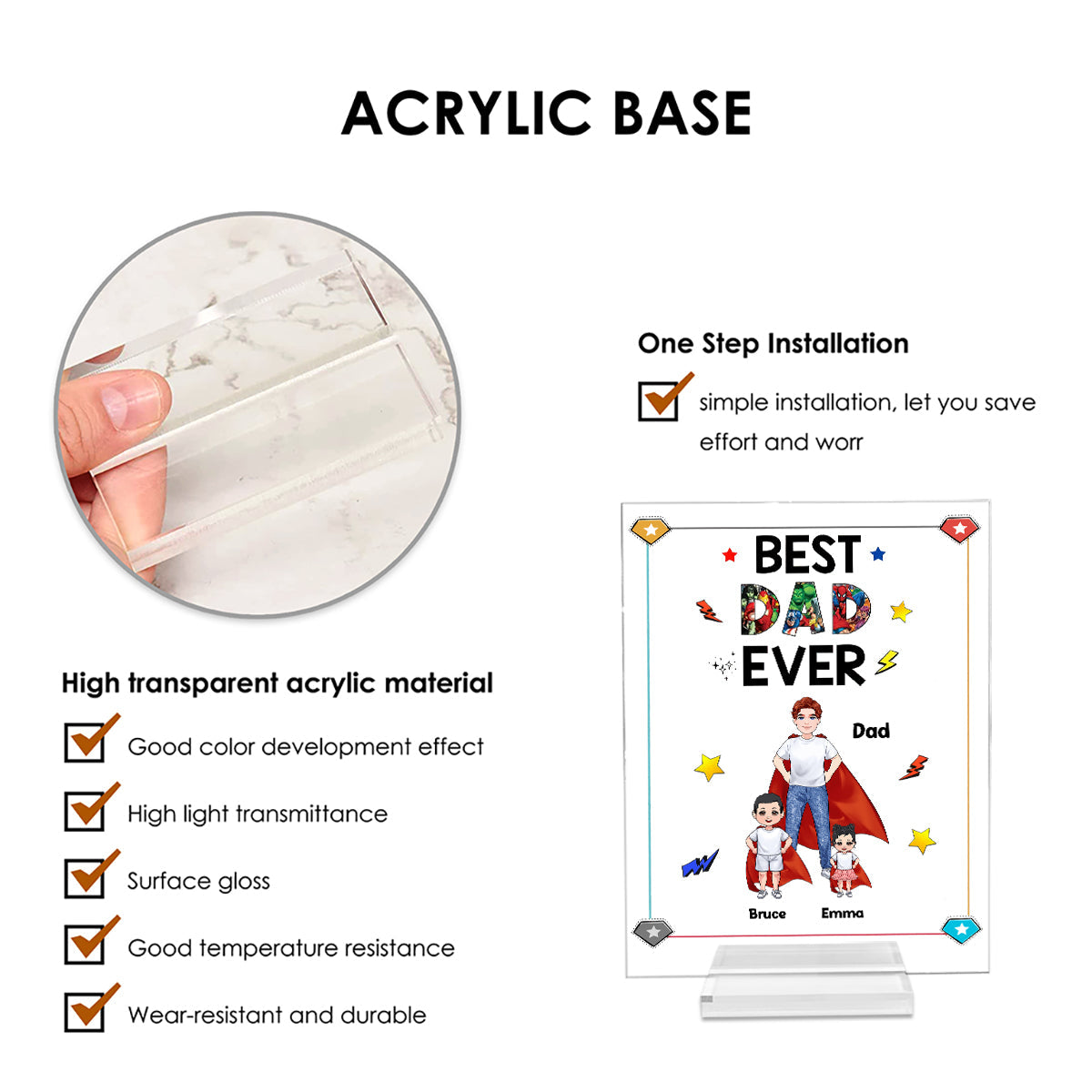 Super Dad Super Mom - Personalized Mother’s Day Father's Day Father Transparent Acrylic Plaque