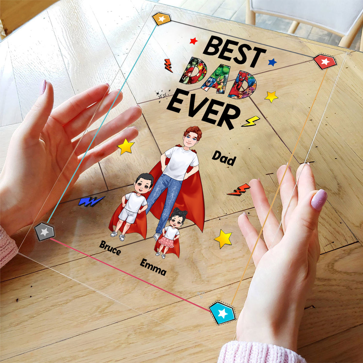 Super Dad Super Mom - Personalized Mother’s Day Father's Day Father Transparent Acrylic Plaque