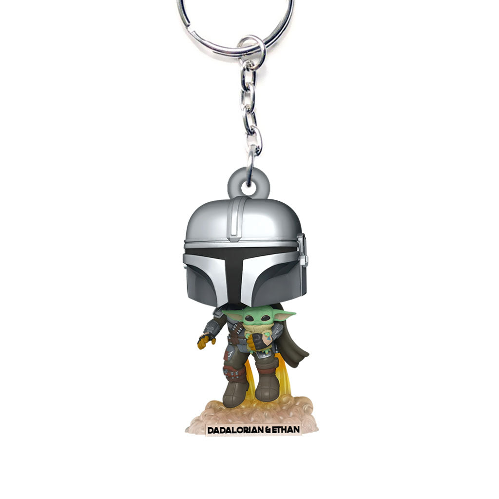 Dadalorian - Personalized The Force Keychain (Printed On Both Sides)