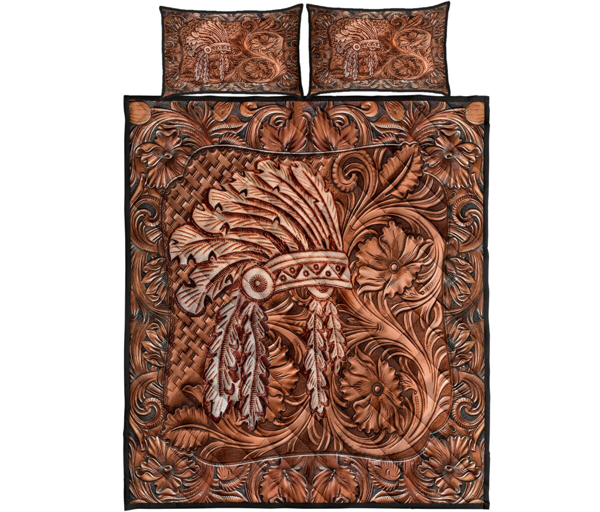 Native American Leather Pattern Print American Indian Quilt Set 0622