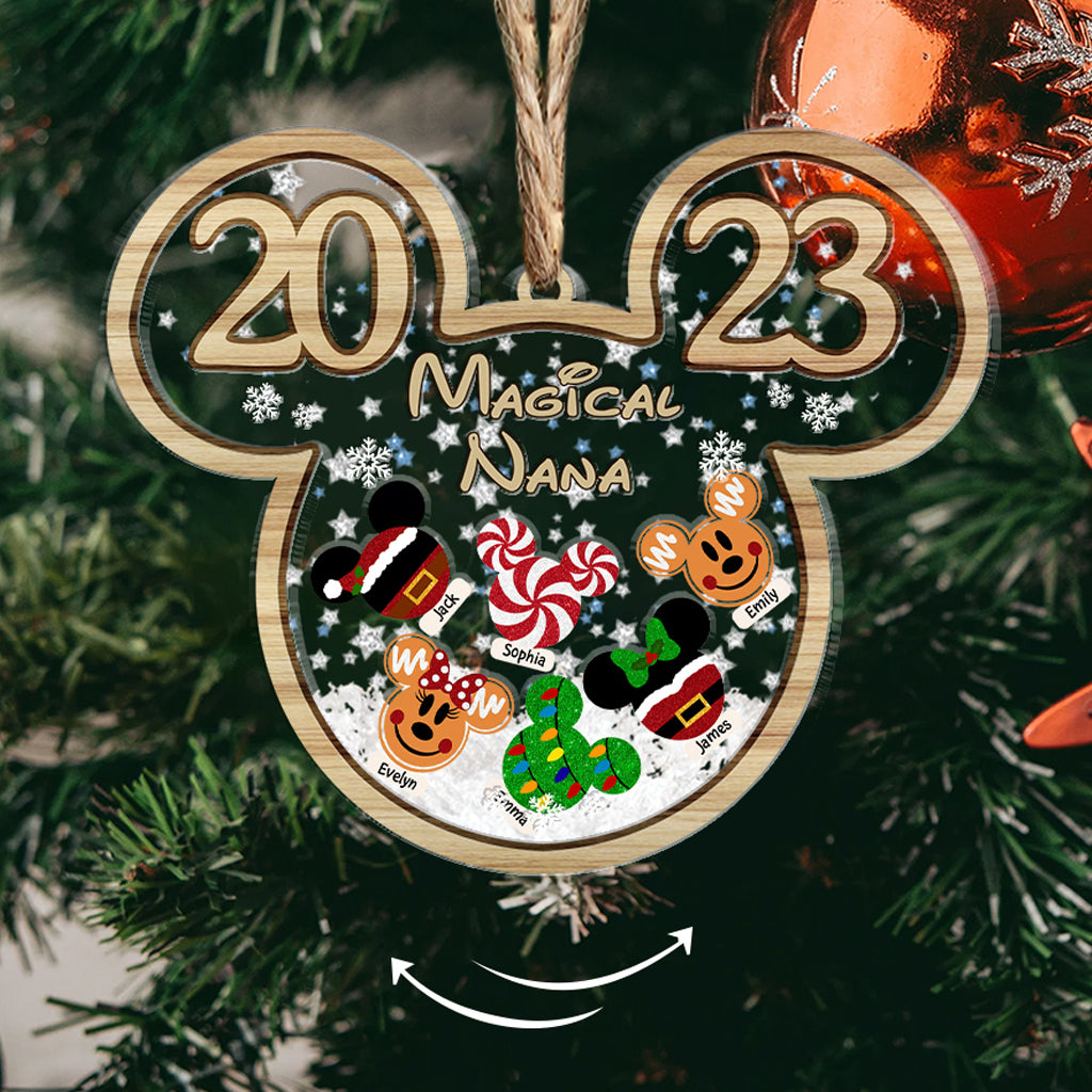 Magical Nana Mouse Ears - Personalized Grandma 3 Layered Shaker Ornament