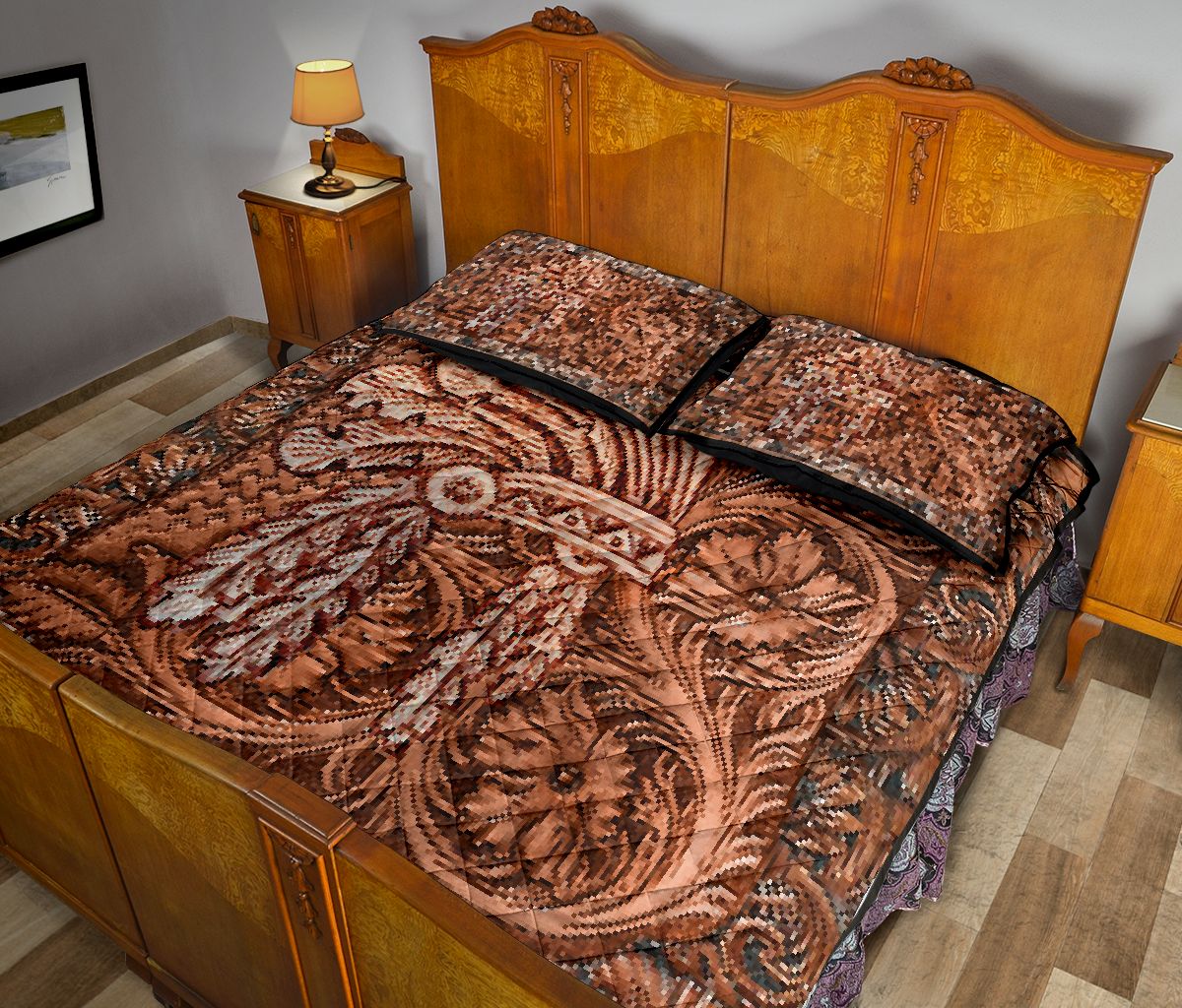 Native American Leather Pattern Print American Indian Quilt Set 0622