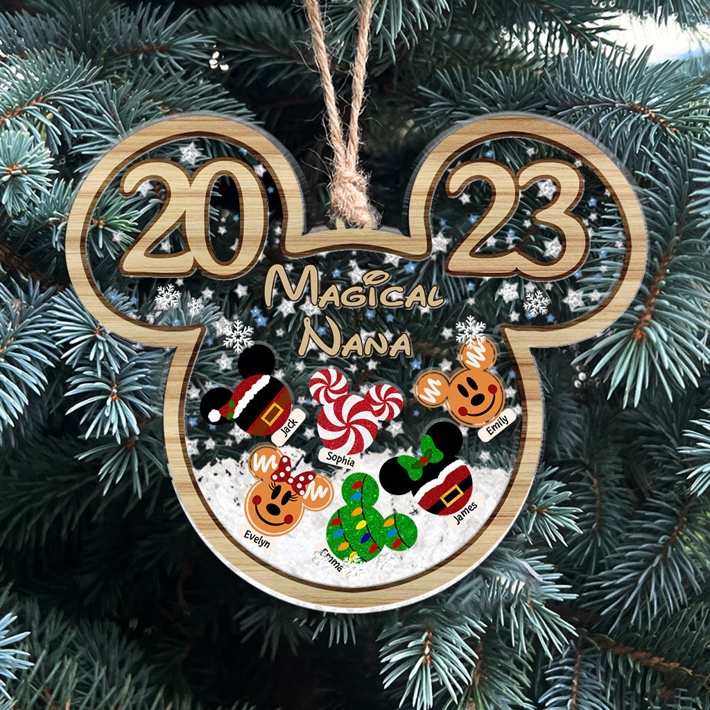 Magical Nana Mouse Ears - Personalized Grandma 3 Layered Shaker Ornament