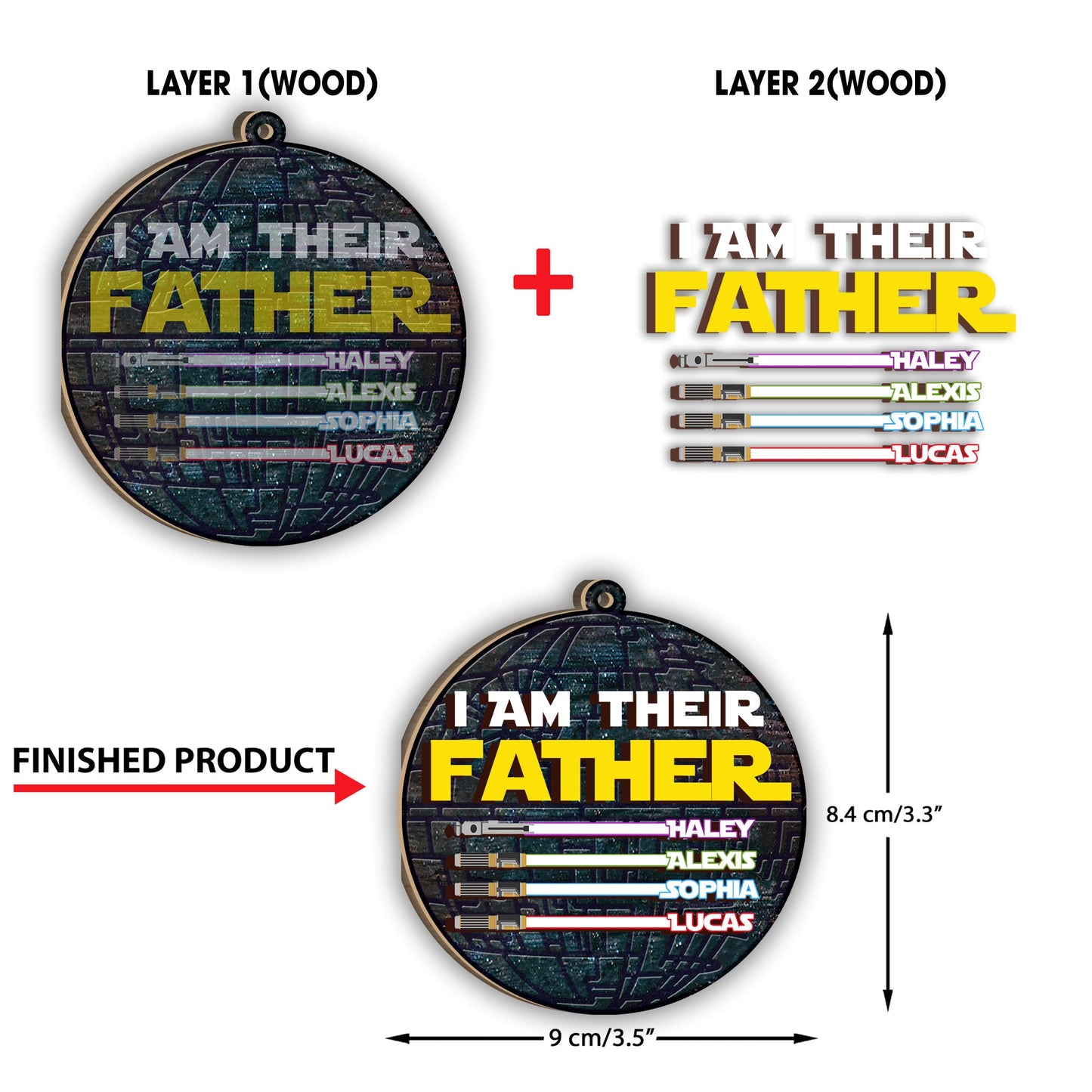 I Am Their Father / Mother / Grandpa / Grandma - Personalized Father 2 Layered Piece Ornament