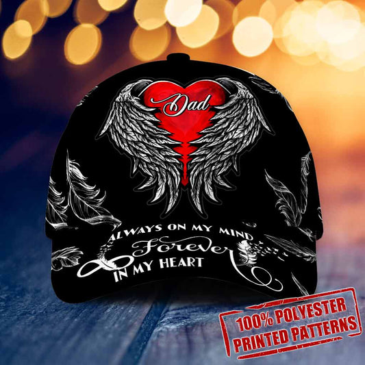 My Dad's Wings Cover My Heart Father's Day Cap With Printed Vent Holes