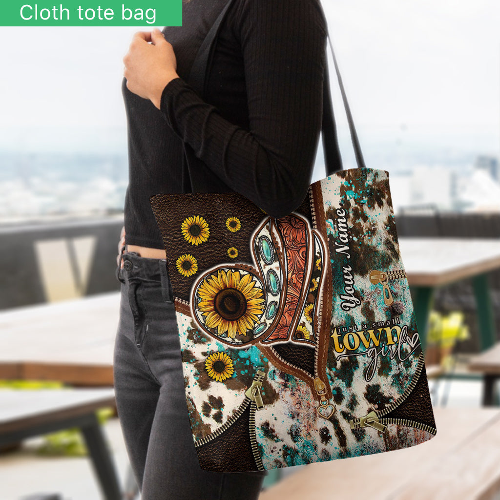 Country Sunflower Heart - Personalized Country Girl Tote Bag