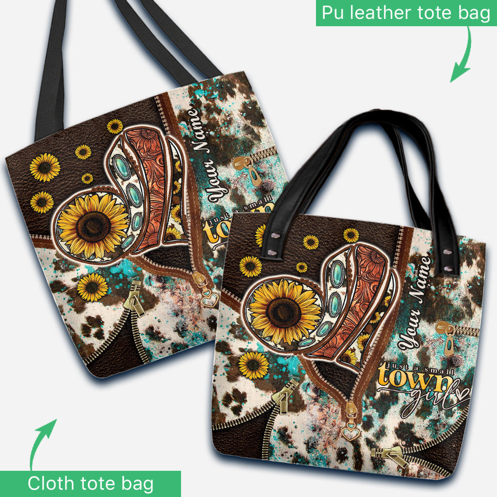 Country Sunflower Heart - Personalized Country Girl Tote Bag