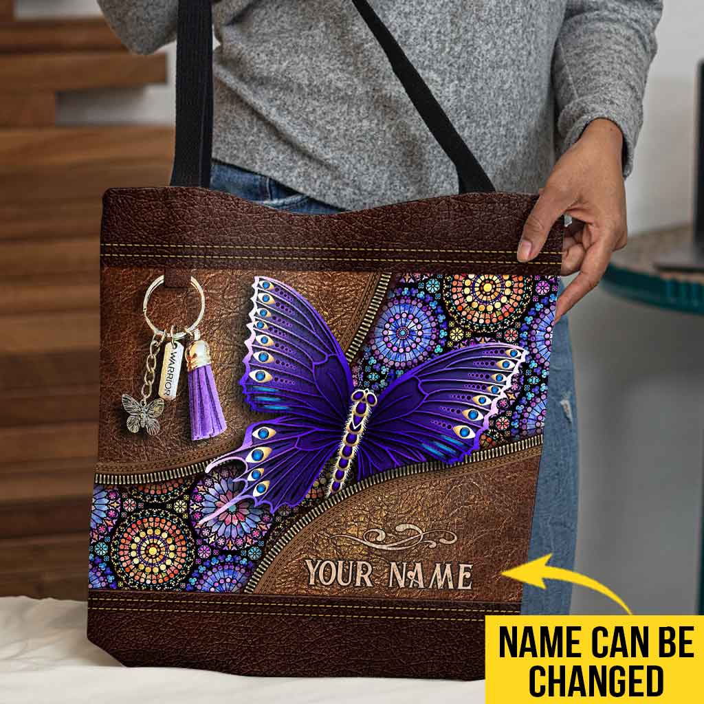 Hope For A Cure Magical Butterfly Fibromyalgia Warrior Personalized Tote Bag
