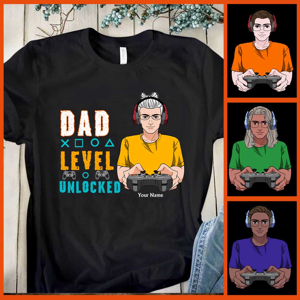 Dad Level Unlocked - Personalized Father's Day T-shirt and Hoodie