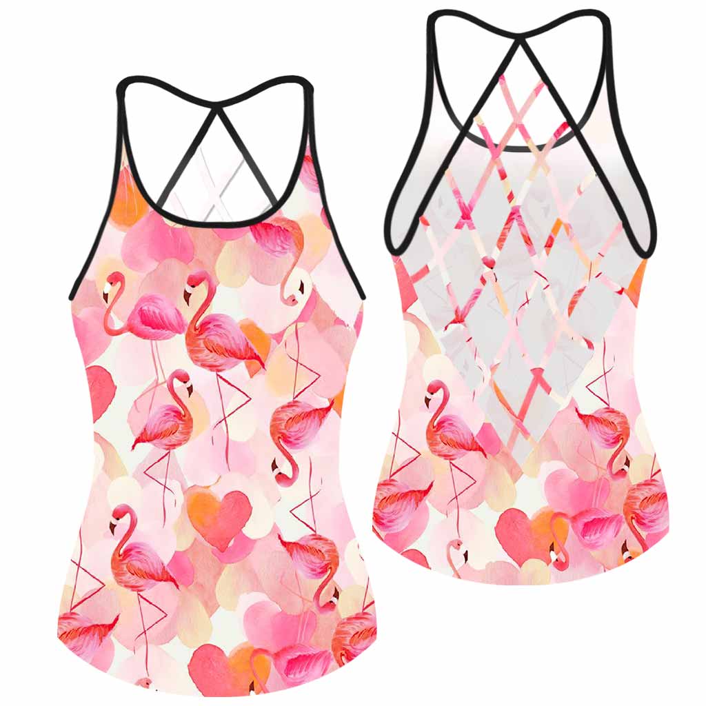 Love Flamingos Cross Tank Top