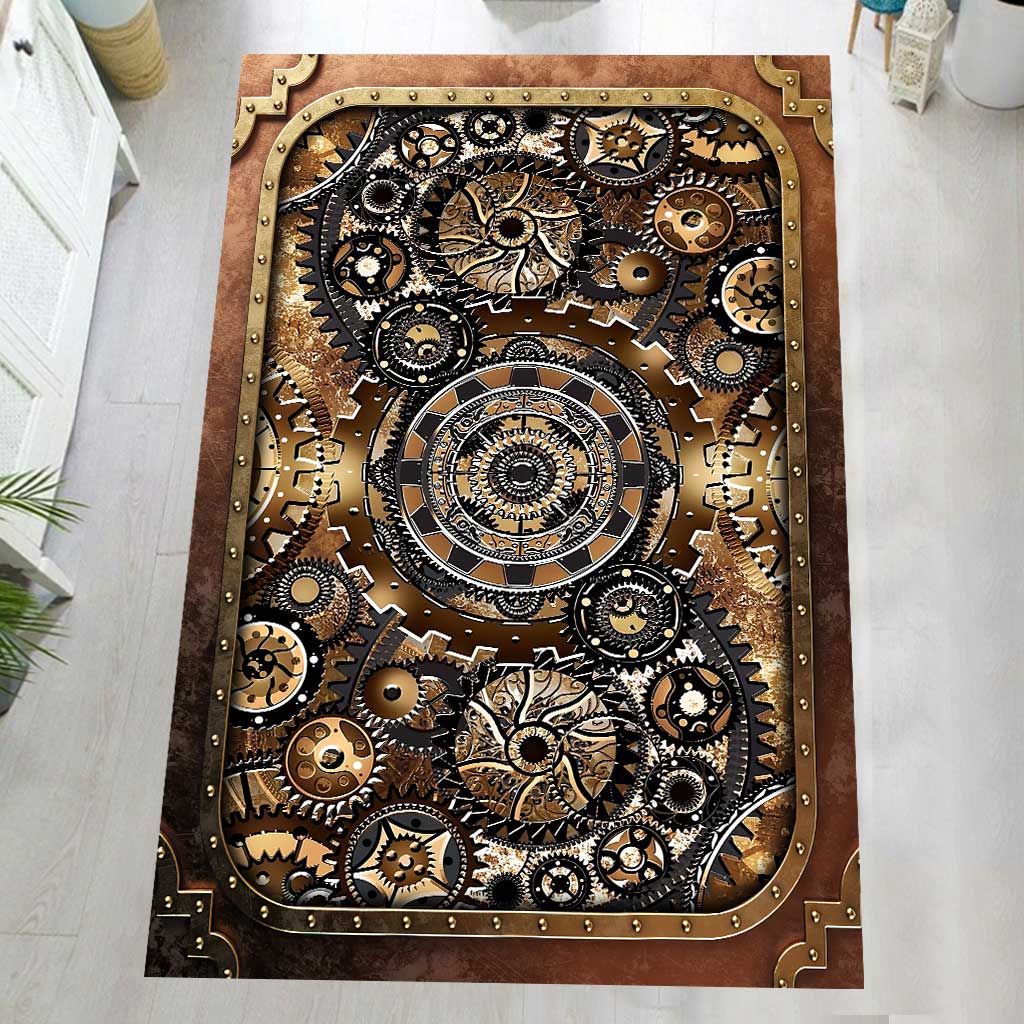 Gold Gear Machine - Steampunk Rug