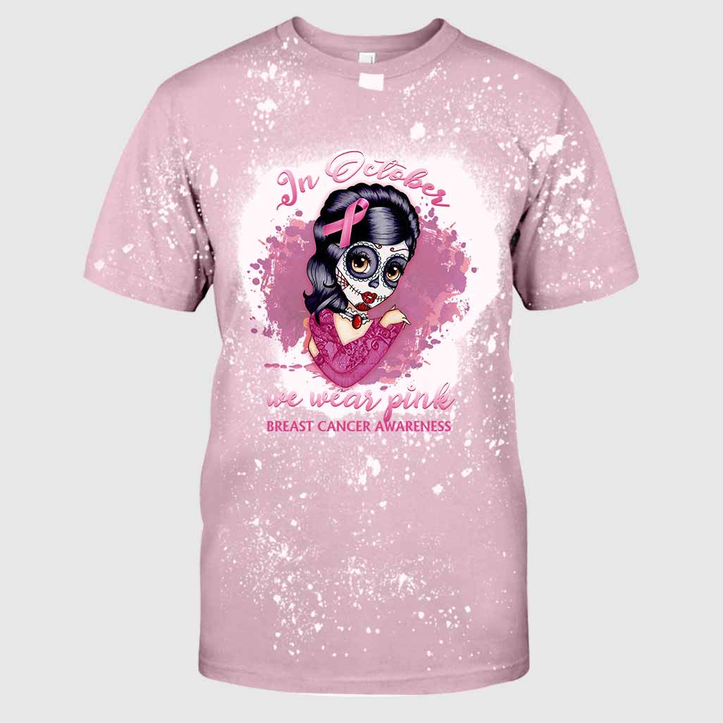 In October We Wear Pink - Breast Cancer Awareness Handmade Bleached Shirts