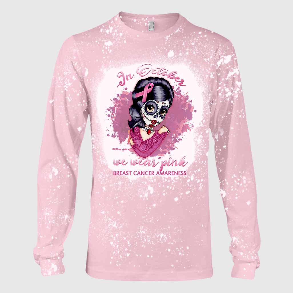 In October We Wear Pink - Breast Cancer Awareness Handmade Bleached Shirts